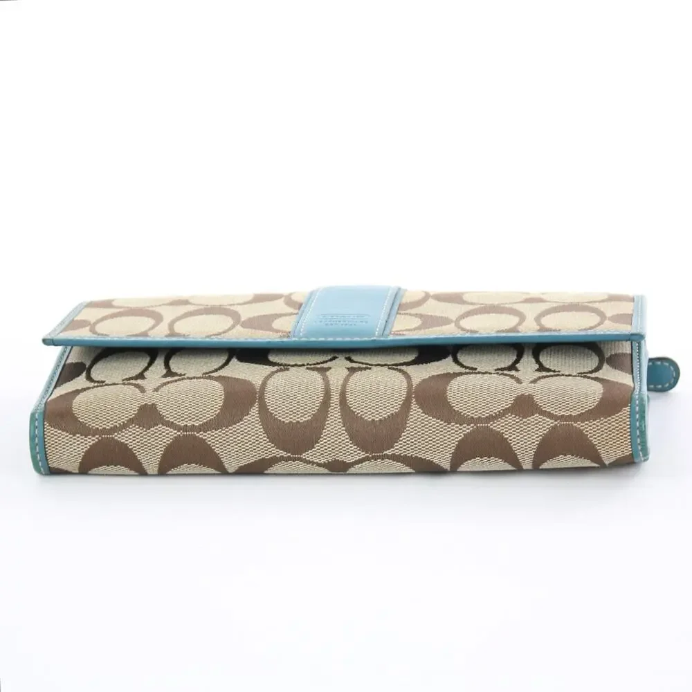 Coach Vintage Signature Canvas Blue Trim Bifold Wallet